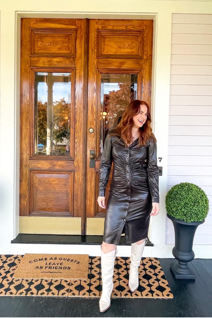 Faux Leather Shirt Dress Faux Leather Shirt Dress